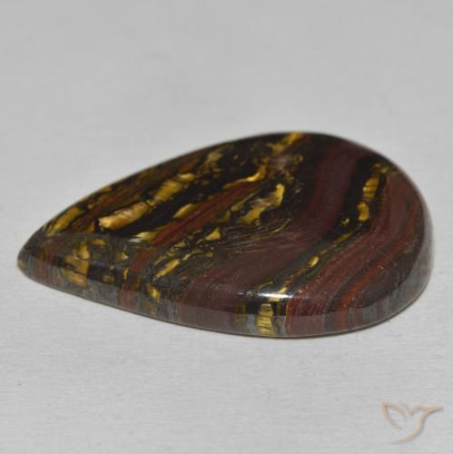 Oeil de Tigre Matrice Multicolore naturelle En forme de poire, 39.37 ct, Opaque