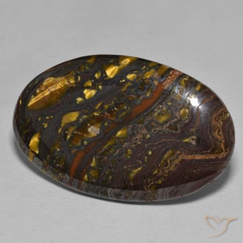 Oeil de Tigre Matrice Multicolore naturelle ovale, 48.07 ct, Opaque