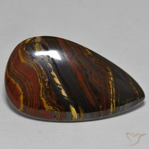 Oeil de Tigre Matrice Multicolore naturelle En forme de poire, 43.87 ct, Opaque