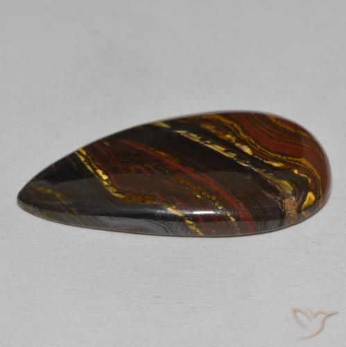 Oeil de Tigre Matrice Multicolore naturelle En forme de poire, 43.87 ct, Opaque