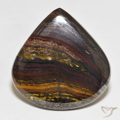 64.06ct Naturel Multicolore Oeil de Tigre Matrice, En forme de poire, Opaque
