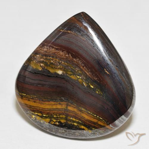 Oeil de Tigre Matrice Multicolore naturelle En forme de poire, 64.06 ct, Opaque