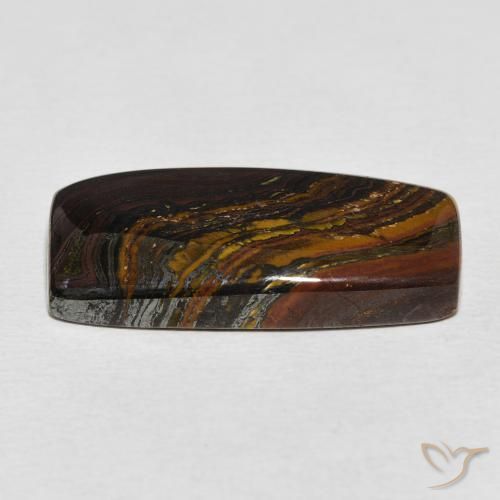 Oeil de Tigre Matrice Multicolore naturelle Baquette, 19.89 ct, Opaque