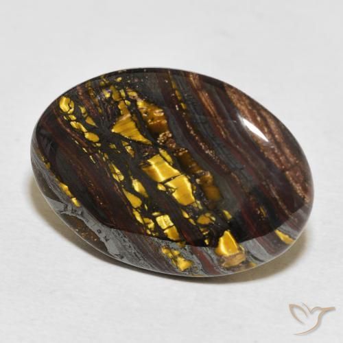 Oeil de Tigre Matrice Multicolore naturelle ovale, 21.43 ct, Opaque