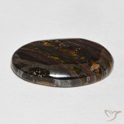 Oeil de Tigre Matrice Multicolore naturelle ovale, 21.43 ct, Opaque