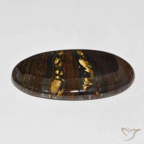 Oeil de Tigre Matrice Multicolore naturelle ovale, 61.24 ct, Opaque