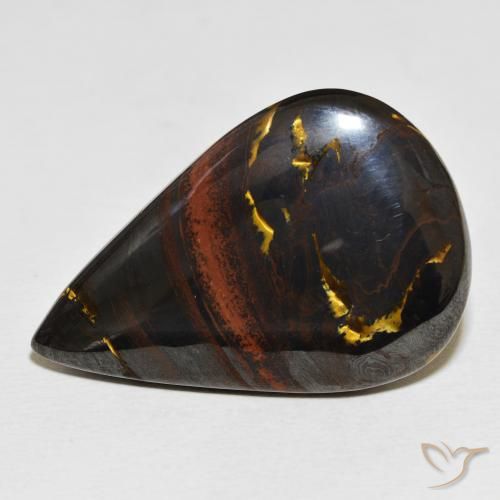 56.25ct Naturel Multicolore Oeil de Tigre Matrice, En forme de poire, Opaque