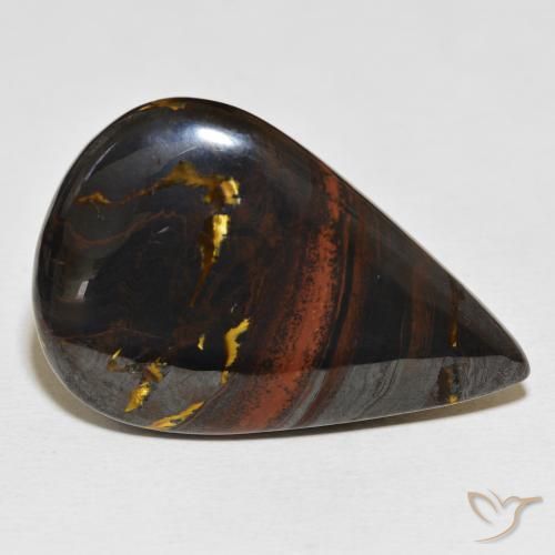 Oeil de Tigre Matrice Multicolore naturelle En forme de poire, 56.25 ct, Opaque