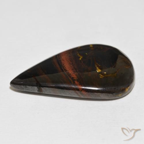 Oeil de Tigre Matrice Multicolore naturelle En forme de poire, 56.25 ct, Opaque