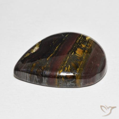 Oeil de Tigre Matrice Multicolore naturelle En forme de poire, 35.20 ct, Opaque
