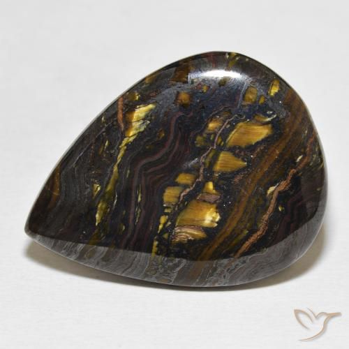 34.99ct Naturel Multicolore Oeil de Tigre Matrice, En forme de poire, Opaque