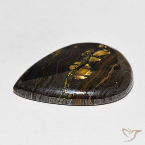 Oeil de Tigre Matrice Multicolore naturelle En forme de poire, 34.99 ct, Opaque