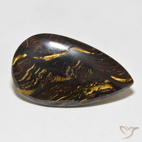 Oeil de Tigre Matrice Multicolore naturelle En forme de poire, 28.37 ct, Opaque