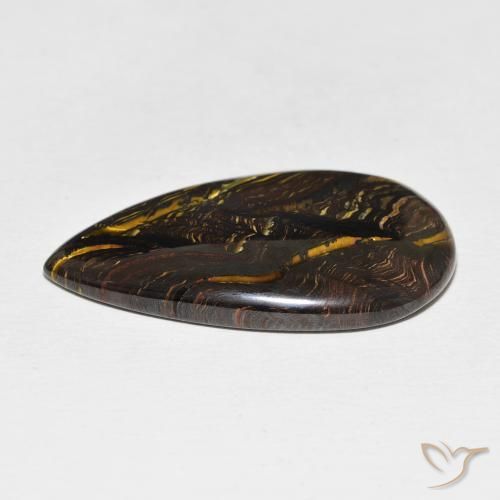 Oeil de Tigre Matrice Multicolore naturelle En forme de poire, 28.37 ct, Opaque