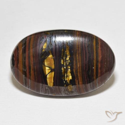 Oeil de Tigre Matrice Multicolore naturelle ovale, 35.21 ct, Opaque
