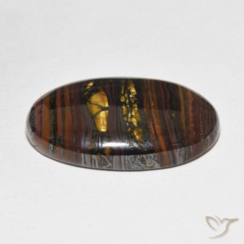 Oeil de Tigre Matrice Multicolore naturelle ovale, 35.21 ct, Opaque