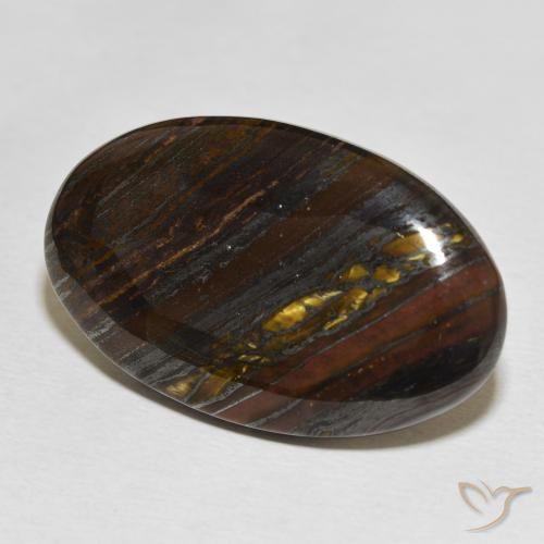 Oeil de Tigre Matrice Multicolore naturelle ovale, 31.94 ct, Opaque