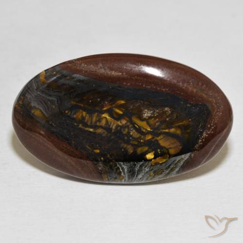 Oeil de Tigre Matrice Multicolore naturelle ovale, 29.85 ct, Opaque