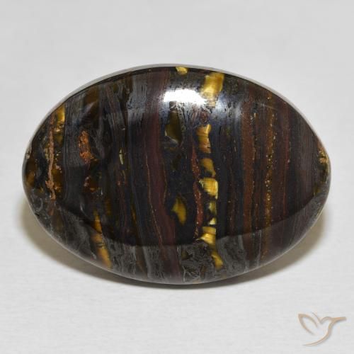 Oeil de Tigre Matrice Multicolore naturelle ovale, 35.29 ct, Opaque