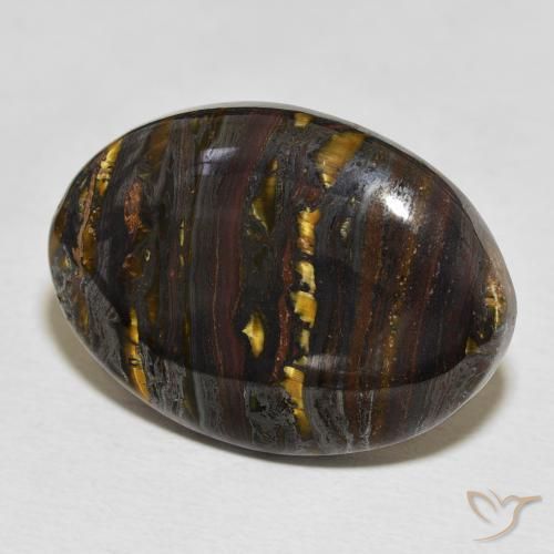 Oeil de Tigre Matrice Multicolore naturelle ovale, 35.29 ct, Opaque
