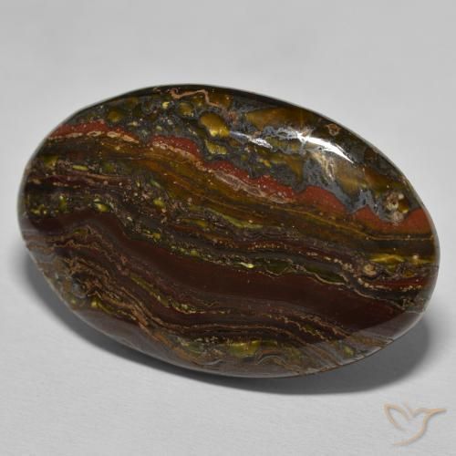Oeil de Tigre Matrice Medium Dark-Brown naturelle ovale, 35.50 ct, Opaque