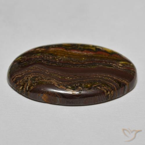 Oeil de Tigre Matrice Medium Dark-Brown naturelle ovale, 35.50 ct, Opaque