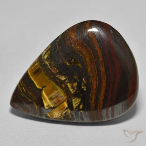 40.12ct Naturel Medium Dark-Brown Oeil de Tigre Matrice, En forme de poire, Opaque