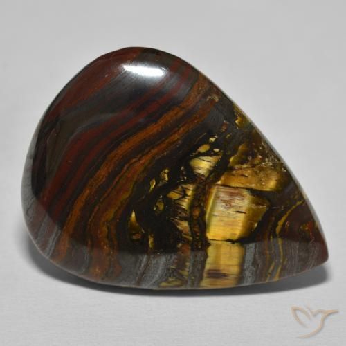 Oeil de Tigre Matrice Medium Dark-Brown naturelle En forme de poire, 40.12 ct, Opaque
