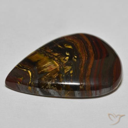 Oeil de Tigre Matrice Medium Dark-Brown naturelle En forme de poire, 40.12 ct, Opaque