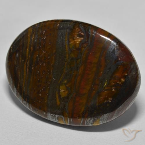 Oeil de Tigre Matrice Brun multicolore naturelle ovale, 39.54 ct, Opaque