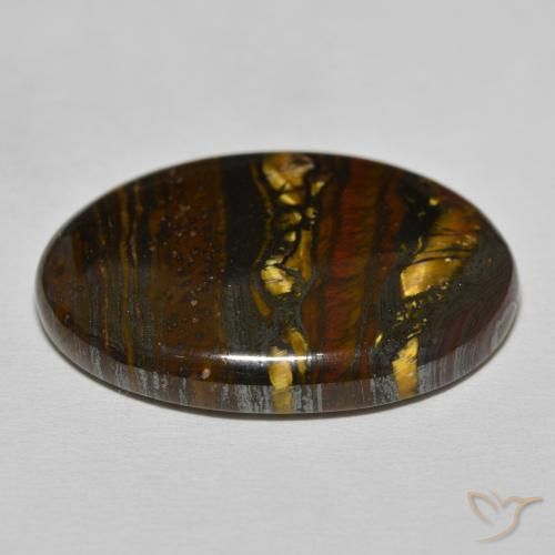 Oeil de Tigre Matrice Brun multicolore naturelle ovale, 39.54 ct, Opaque