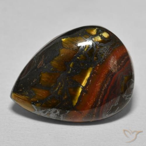 13.12ct Naturel Brun multicolore Oeil de Tigre Matrice, En forme de poire, Opaque