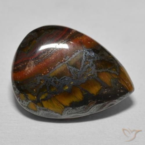 Oeil de Tigre Matrice Brun multicolore naturelle En forme de poire, 13.12 ct, Opaque