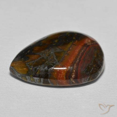 Oeil de Tigre Matrice Brun multicolore naturelle En forme de poire, 13.12 ct, Opaque