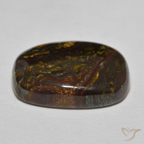 Oeil de Tigre Matrice Marron chaud naturelle Coussin, 20.80 ct, Opaque