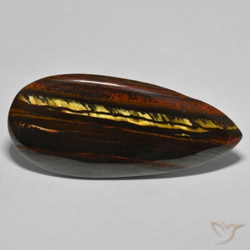 Oeil de Tigre Matrice Marron chaud naturelle En forme de poire, 46.64 ct, Opaque