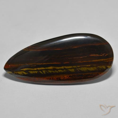 Oeil de Tigre Matrice Marron chaud naturelle En forme de poire, 46.64 ct, Opaque