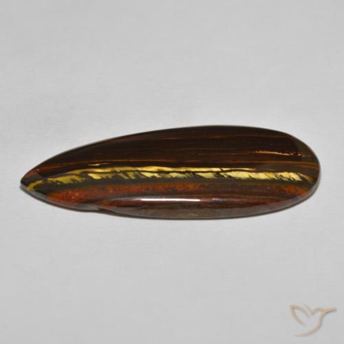 Oeil de Tigre Matrice Marron chaud naturelle En forme de poire, 46.64 ct, Opaque