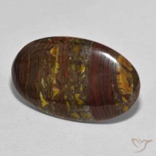 Oeil de Tigre Matrice Multicolore naturelle ovale, 21.51 ct, Opaque