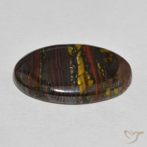 Oeil de Tigre Matrice Multicolore naturelle ovale, 28.81 ct, Opaque
