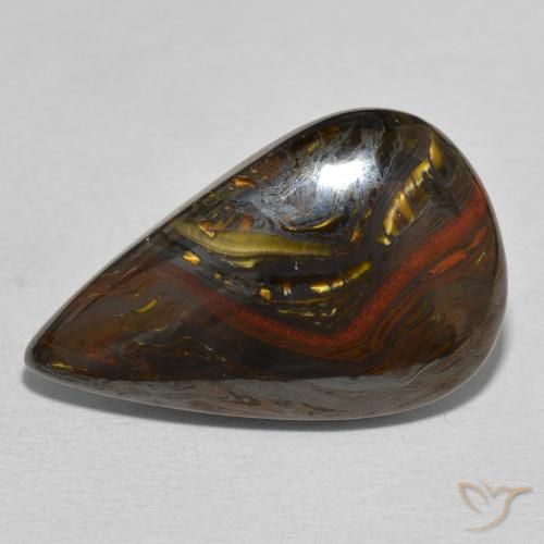 24.76ct Naturel Multicolore Oeil de Tigre Matrice, En forme de poire, Opaque