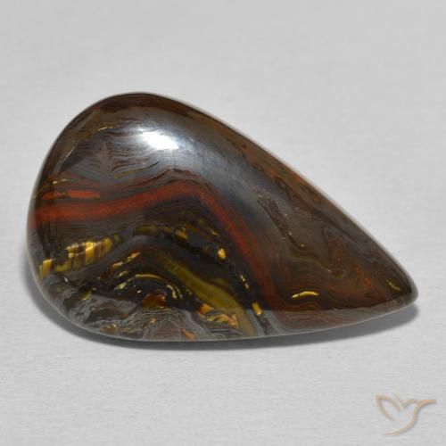 Oeil de Tigre Matrice Multicolore naturelle En forme de poire, 24.76 ct, Opaque
