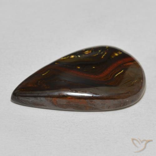 Oeil de Tigre Matrice Multicolore naturelle En forme de poire, 24.76 ct, Opaque