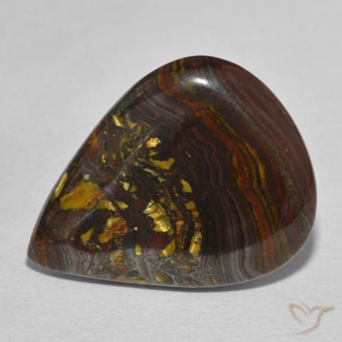 Oeil de Tigre Matrice Multicolore naturelle En forme de poire, 27.44 ct, Opaque
