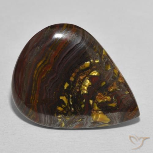 Oeil de Tigre Matrice Multicolore naturelle En forme de poire, 27.44 ct, Opaque