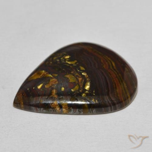 Oeil de Tigre Matrice Multicolore naturelle En forme de poire, 27.44 ct, Opaque