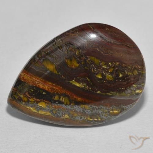 33.30ct Naturel Multicolore Oeil de Tigre Matrice, En forme de poire, Opaque