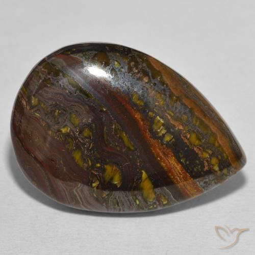Oeil de Tigre Matrice Multicolore naturelle En forme de poire, 33.30 ct, Opaque