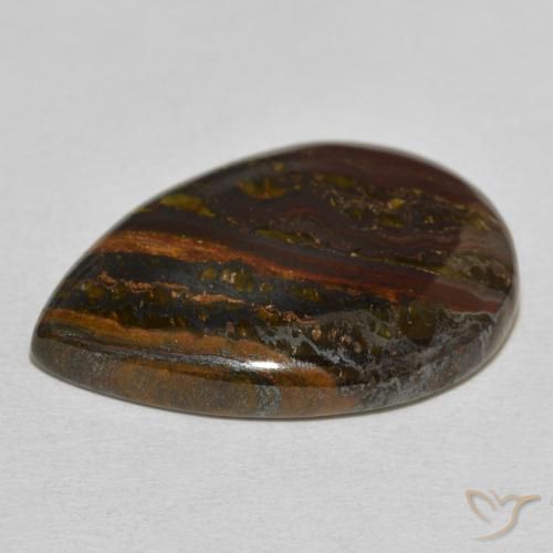 Oeil de Tigre Matrice Multicolore naturelle En forme de poire, 33.30 ct, Opaque