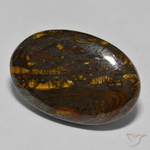Oeil de Tigre Matrice Marron chaud naturelle ovale, 55.99 ct, Opaque